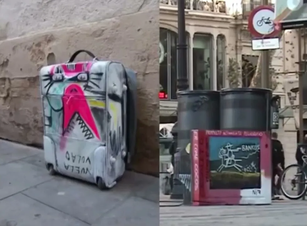 Acción en Barcelona en el 2010 - TRASH – street art: scene from the Art Is Trash video by Francisco de Pájaro