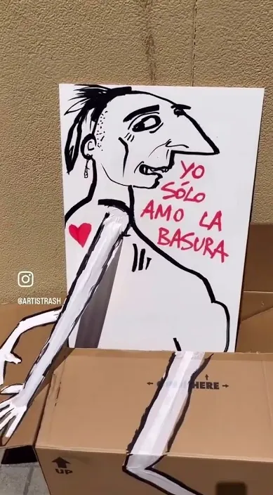 Amo la basura – street art in Barcelona: scene from the Art Is Trash video by Francisco de Pájaro