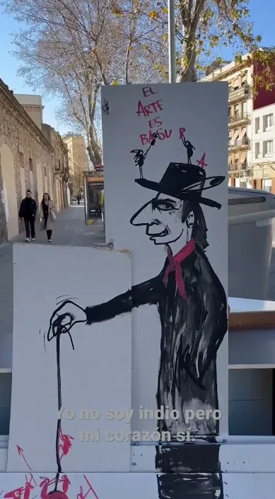 Corazón indio es – street art in Barcelona: scene from the Art Is Trash video by Francisco de Pájaro