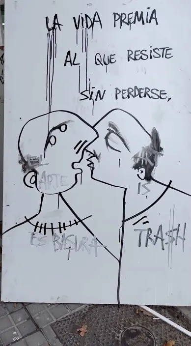El premio – street art in Barcelona: scene from the Art Is Trash video by Francisco de Pájaro