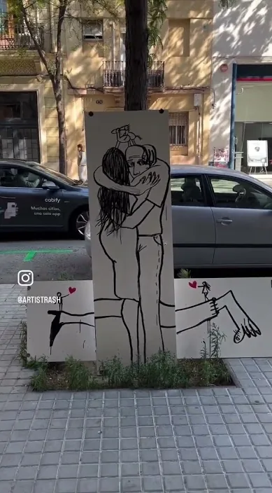El último adiós – street art in Barcelona: scene from the Art Is Trash video by Francisco de Pájaro