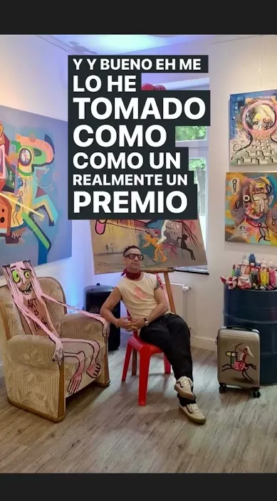 Interview with Francisco de Pájaro in a gallery full of his paintings, Barcelona, Art Is Trash