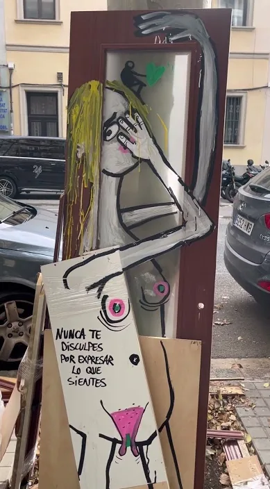 Expresar lo que sientes – street art in Barcelona: scene from the Art Is Trash video by Francisco de Pájaro