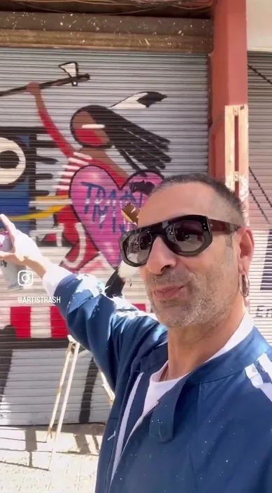 Hacha – street art in Barcelona: scene from the Art Is Trash video by Francisco de Pájaro