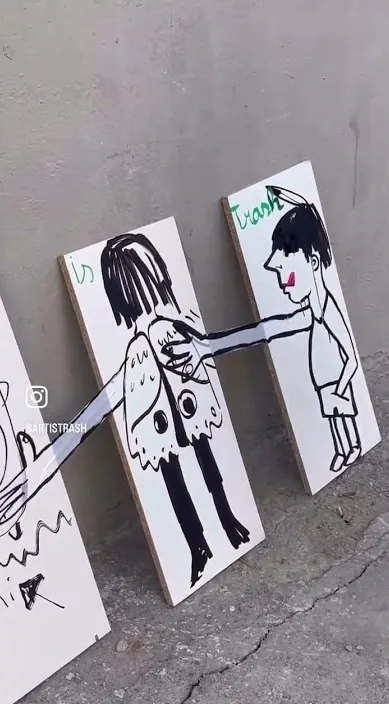 Hijo de la luna – street art in Barcelona: scene from the Art Is Trash video by Francisco de Pájaro