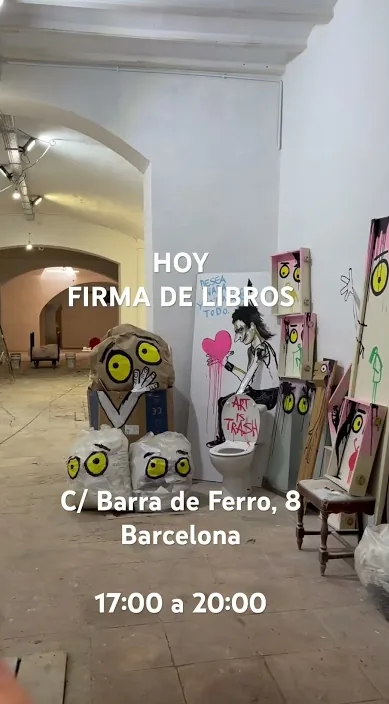Hoy: firma de libros www. es – street art: scene from the Art Is Trash video by Francisco de Pájaro