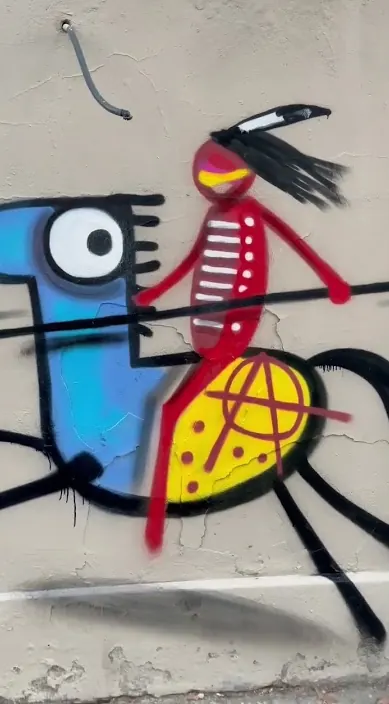 Indian power es – street art in Barcelona: scene from the Art Is Trash video by Francisco de Pájaro