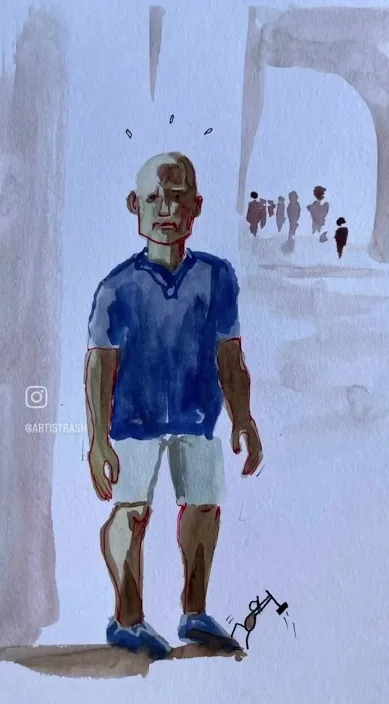 Inoportuno – street art in Barcelona: scene from the Art Is Trash video by Francisco de Pájaro