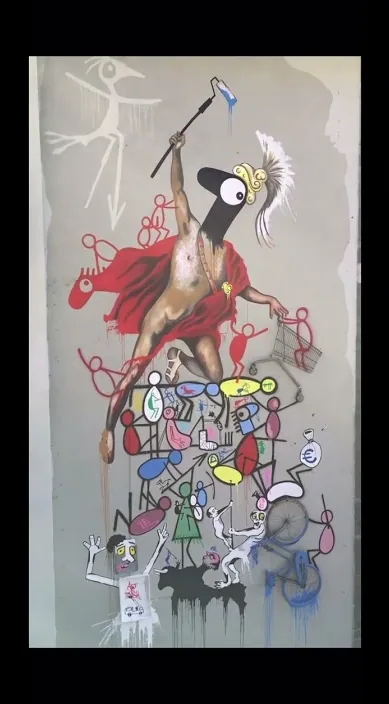 Mural en italia es – street art: scene from the Art Is Trash video by Francisco de Pájaro