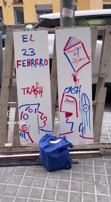 Nuevo libro a partir del 23 – street art in Barcelona: scene from the Art Is Trash video by Francisco de Pájaro