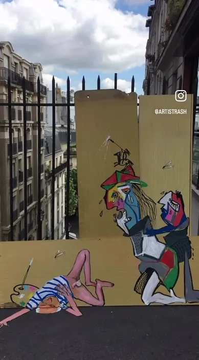 París – street art in Barcelona: scene from the Art Is Trash video by Francisco de Pájaro
