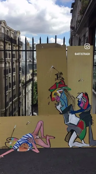 París – street art in Barcelona: scene from the Art Is Trash video by Francisco de Pájaro
