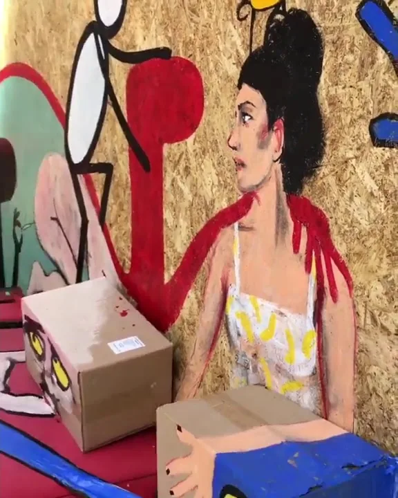 Pintando basura en Croacia – street art in Barcelona: scene from the Art Is Trash video by Francisco de Pájaro