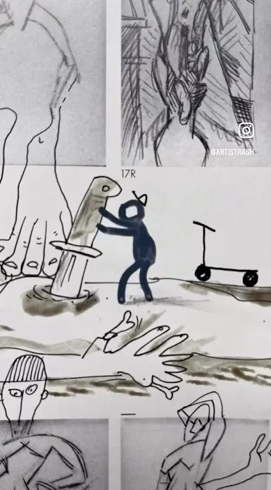 Pintando con picasso – street art in Barcelona: scene from the Art Is Trash video by Francisco de Pájaro