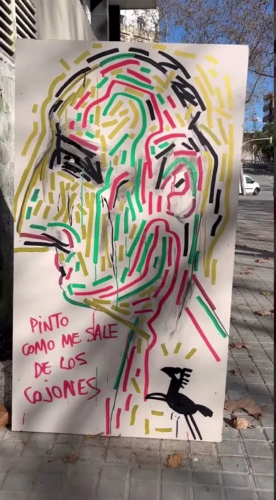 Pinto por intuición – street art in Barcelona: scene from the Art Is Trash video by Francisco de Pájaro