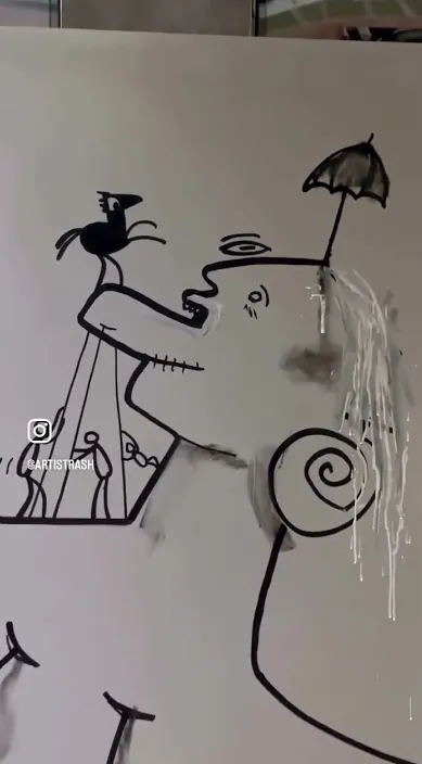 Recupera la sobriedad – street art in Barcelona: scene from the Art Is Trash video by Francisco de Pájaro
