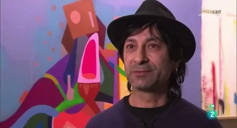 Reportaje de en RTVE-2 Catalunya – street art in Barcelona: scene from the Art Is Trash video by Francisco de Pájaro