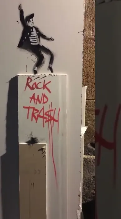 Rock – street art in Barcelona: scene from the Art Is Trash video by Francisco de Pájaro