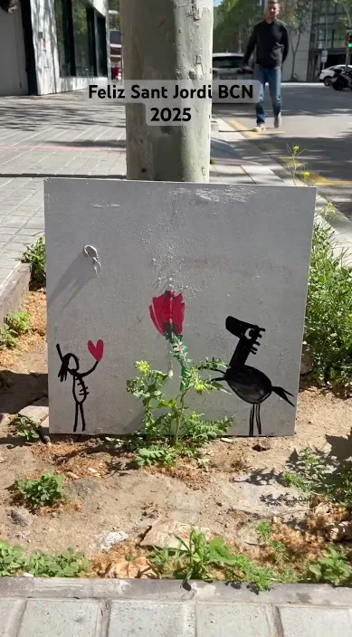 Sant jordi – street art in Barcelona: scene from the Art Is Trash video by Francisco de Pájaro