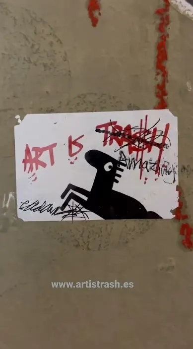 Trash Art – street art in Barcelona: scene from the Art Is Trash video by Francisco de Pájaro