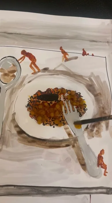 Una obra de arte para comérsela – street art in Barcelona: scene from the Art Is Trash video by Francisco de Pájaro