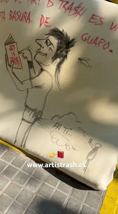 www. es – street art: scene from the Art Is Trash video by Francisco de Pájaro