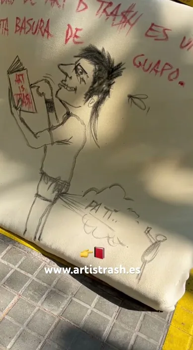 www. es – street art: scene from the Art Is Trash video by Francisco de Pájaro