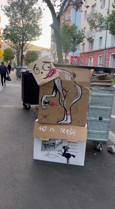 Zúrich - suiza – street art in Barcelona: scene from the Art Is Trash video by Francisco de Pájaro